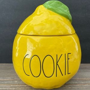 Rae Dunn COOKIE Lemon Shaped Yellow Jar Canister Artisan by Magenta Ceramic NEW
